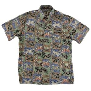 Tori Richard Honolulu Hawaiian Shirt Mens Medium Dragon Print 100% Cotton USA